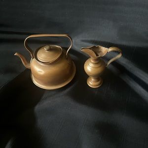 Vintage Miniature Copper Tea Kettle  & Pitcher Set